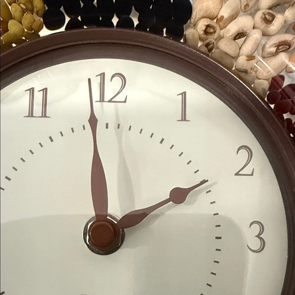 Pastoral Dwelling Lucite Wall Clock Dried Beans Kitchen Hanging Quartz 8